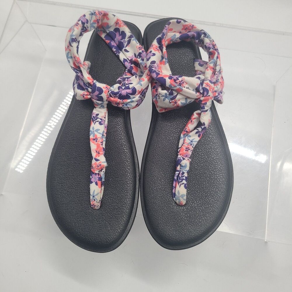 Sanuk Yoga Mat Sling Ella floral Print Sandals Womens US Sz 9 S/N 1913332